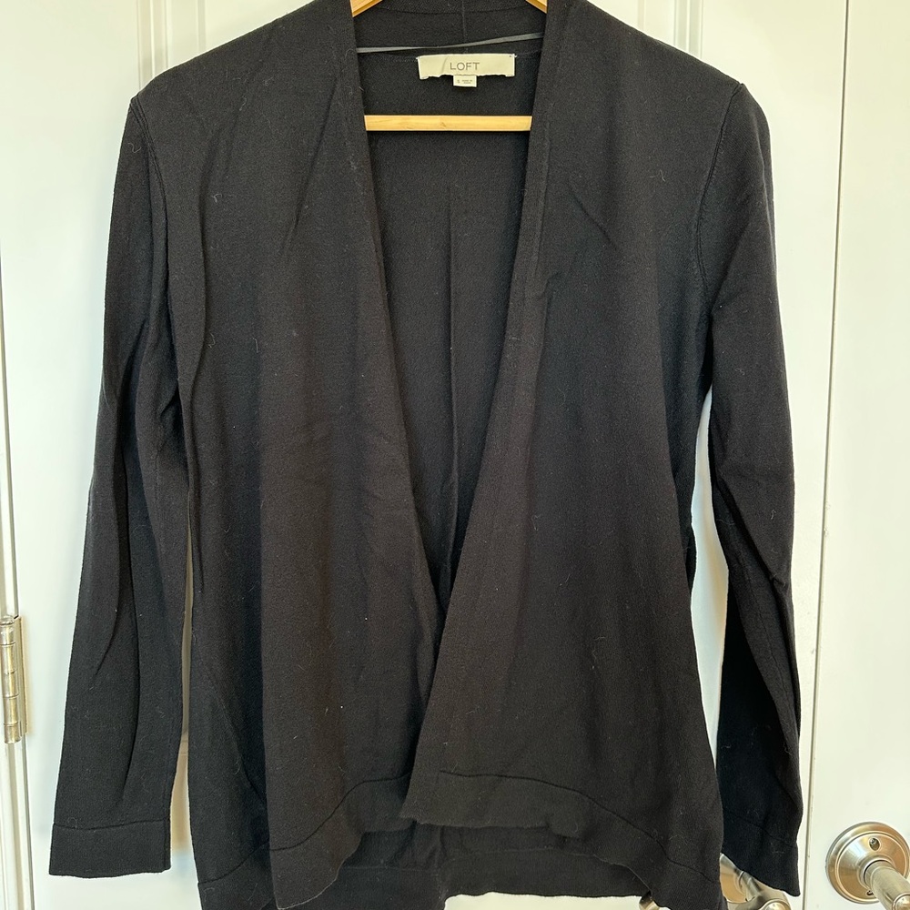 LOFT Black Open Front Sweater